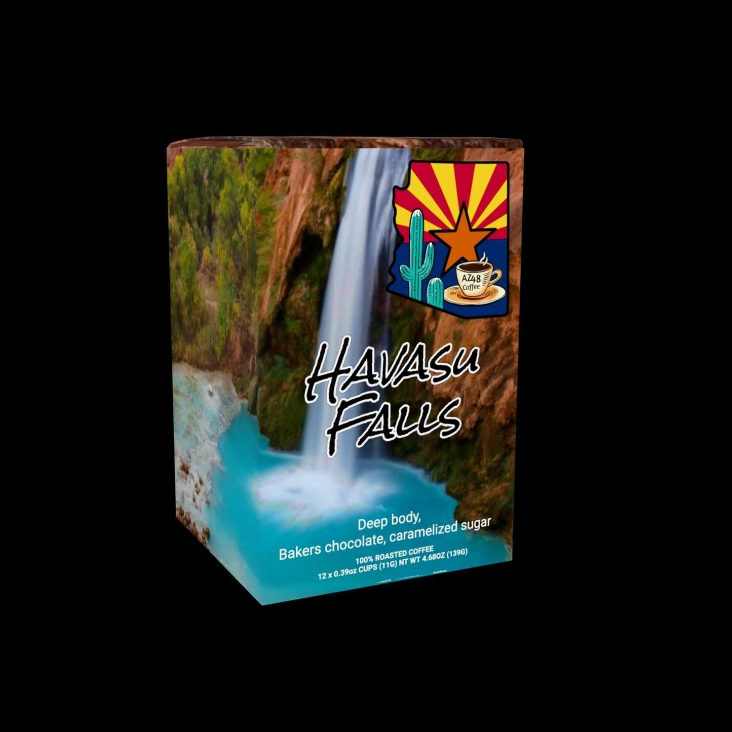 Havasu Falls Bold-Pods coffee pack with chocolate caramelized sugar flavor, fits Keurig machines.