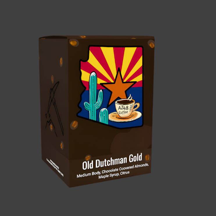 Fresh roasted medium coffee PODS. Enjoy the rich taste of a miner's gold. Notes of hazelnut and caramel this brew in a pod will have you feel like striking gold. PODLost Dutchman Gold-