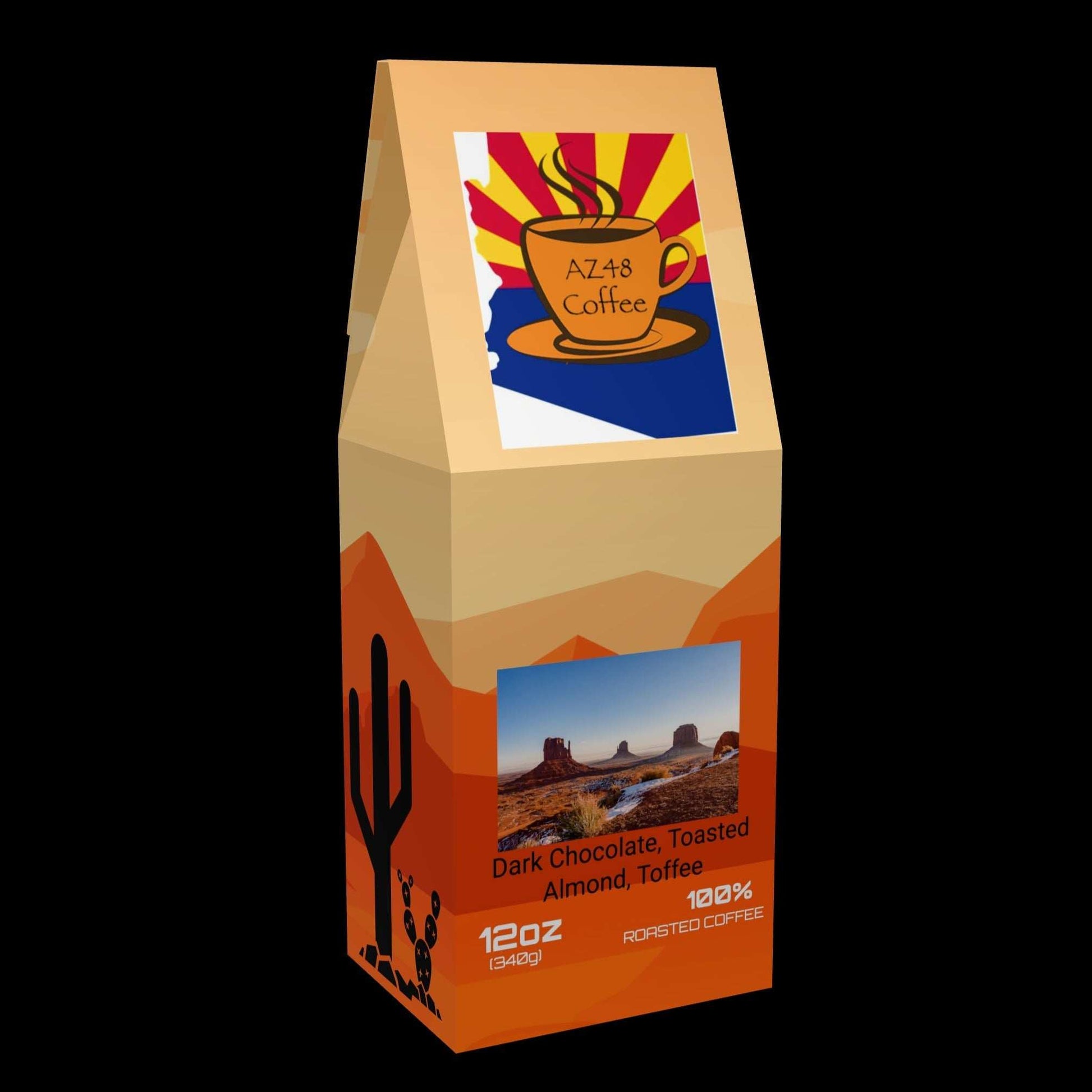 Single origin from Brazil. Dark Chocolate, Toasted Almond, Toffee. A mellow flavor to give you that classic coffee taste.Monument Valley- Bold